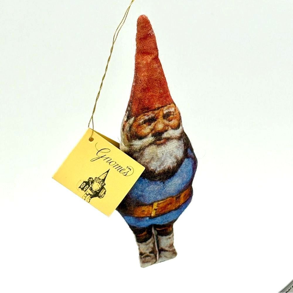 Vintage 1978 Uniebock Woodland Gnome Stuffed Fabric Christmas Ornament w Tag